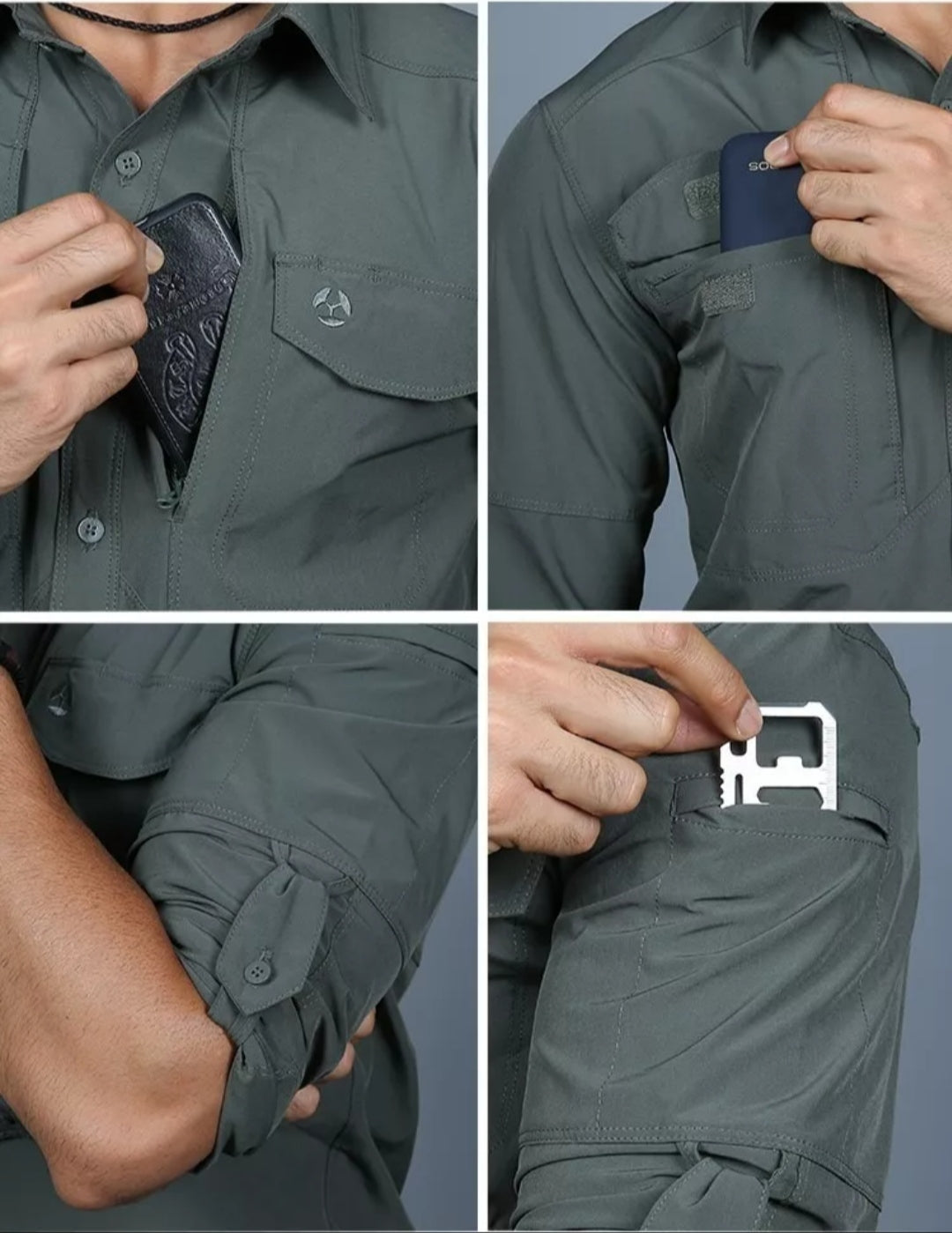Camisa Táctica Spandex Multibolsillos