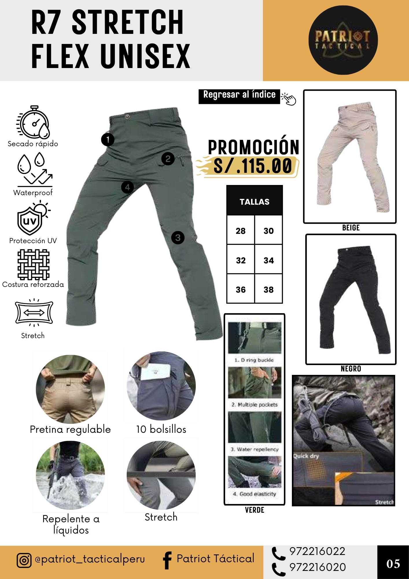 Pantalón Táctico R7 Stretch Flex Unisex