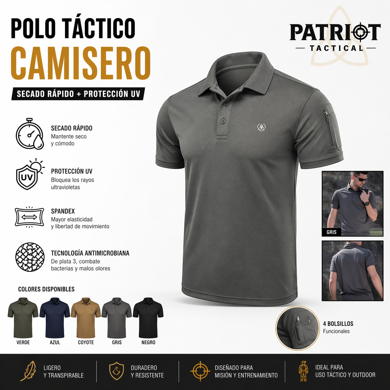 Polo Táctico Camisero – Secado Rápido + Protección UV