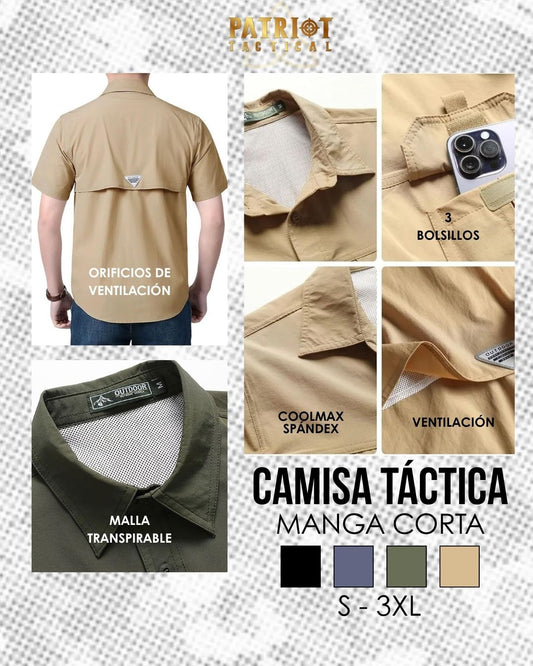 Camisa Táctica Spandex Manga Corta Multibolsillos